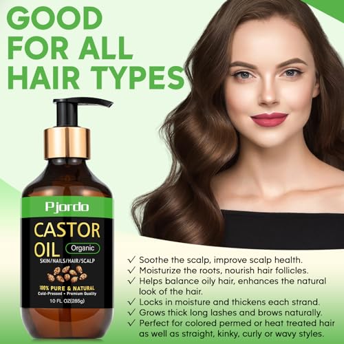 Organic Cold Pressed Castor Oil, 100% Pure, Hexane Free, 20 fl oz V385609