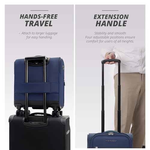Verage Under Seat Luggage with Wheels, Softside Spinner Carry On, Navy 14-Inch A51804