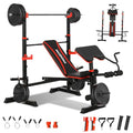 1500LBS 8 in 1 Olympic Weight Bench Set with Leg Extension/Curl and Preacher Curl, Bench Press Set and barbell Rack with Safety Bar Catches, Foldable Workout Benches for Home(US Stock)