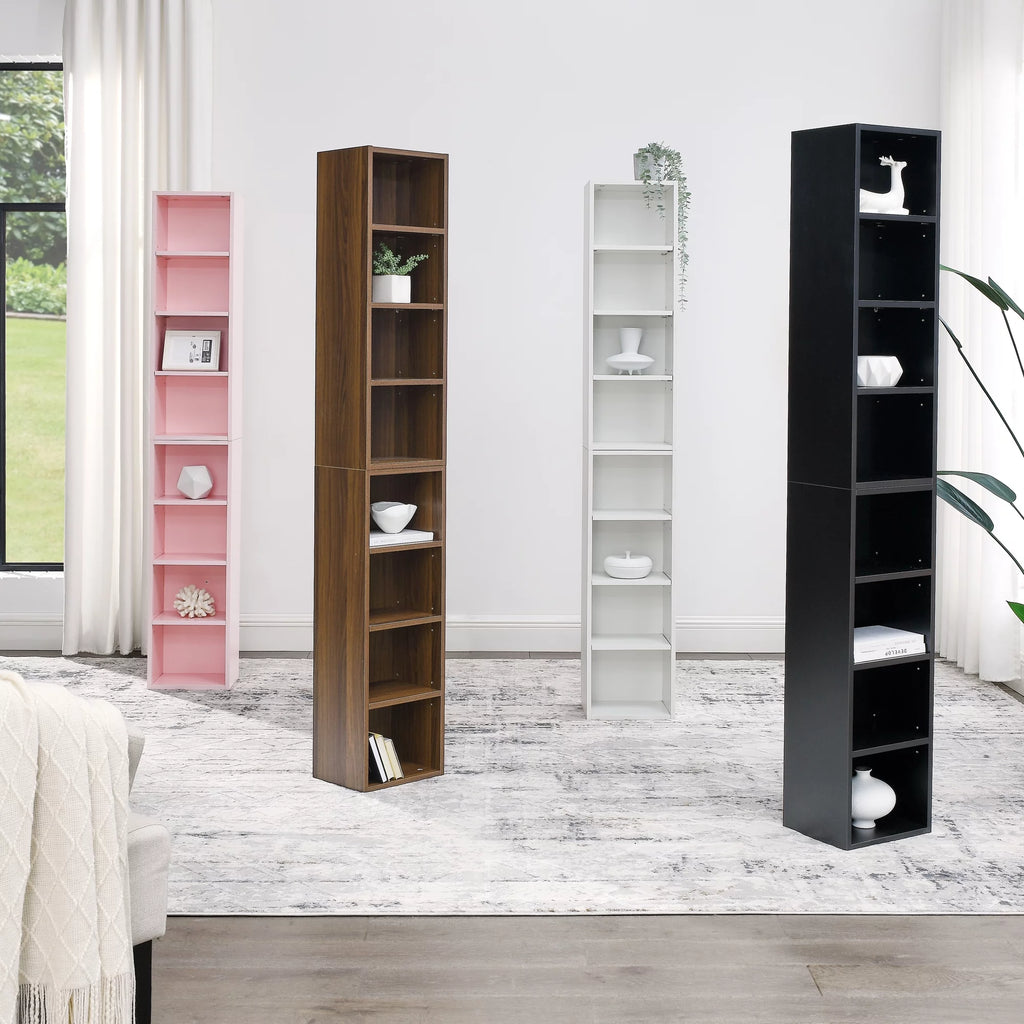 CoSoTower 8-Tier Media Tower Rack, CD DVD Slim Storage Cabinet with Adjustable Shelves W42081