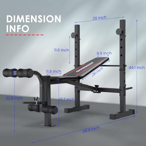 OPPSDECOR 8-in-1 Adjustable Weight Bench with Squat Rack, Foldable Home Gym K791