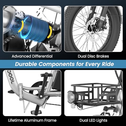 MOONCOOL Electric Tricycle for Adults, 500W 48V Folding 3-Wheel Bike with Basket O9027