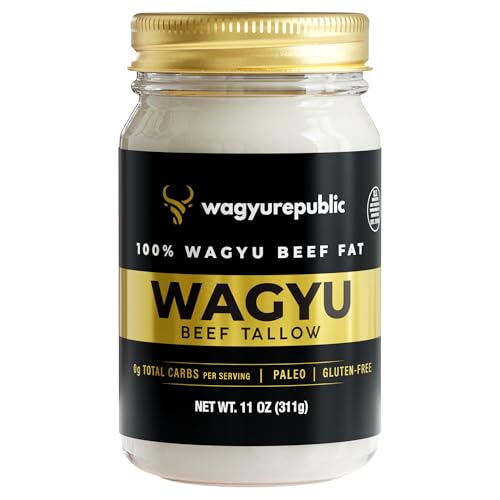 Wagyu Republic Grass Fed Beef Tallow for Cooking, Steak, and Balm - 7lbs D8438