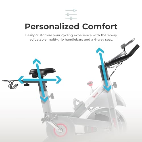 Sunny Health & Fitness Indoor Cycling Bike with Adjustable Seat & Multi-Grip Handlebar A879