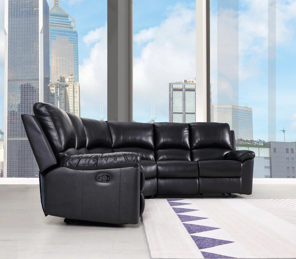 Global United 9241 Black Leather Power Reclining Sectional A8417