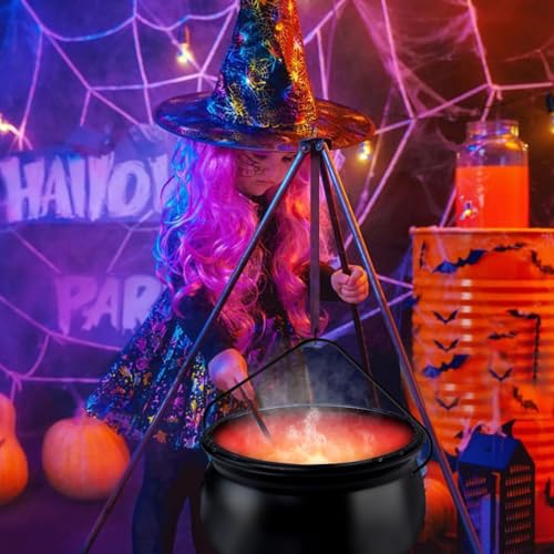 Halloween Decorations 12" Witch Cauldron with Mist Maker and LED Lights J747