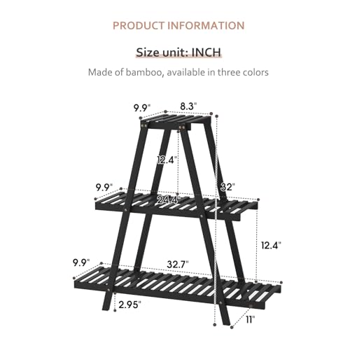 Bamboo 3 Tier Plant Stand Indoor Outdoor G488