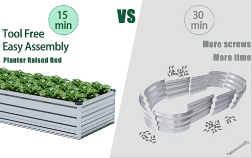Galvanized Raised Garden Bed 8x4x1FT for Vegetables Outdoor T41136