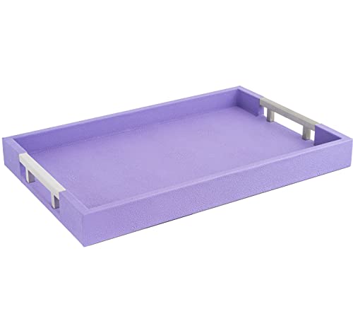 White Marble Faux Leather Decorative Tray with Handles D972626