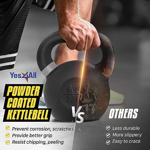 Yes4All Powder Coated Cast Iron Kettlebell Weight Set for Home Gym N15817