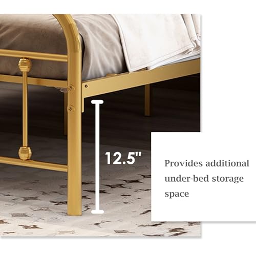 alazyhome Classic Metal Platform Bed Frame with Victorian Headboard, Full Size, Black P6111