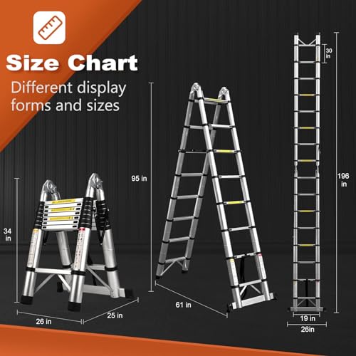 SocTone 15.5 Ft Telescoping Aluminum Ladder with Non-Slip Feet U33705