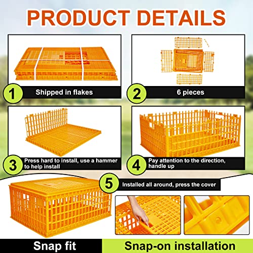 Plastic Poultry Carrier Crate for Chicken Transport, Heavy Duty, 29.5 x 21.7 x 13 Inch W3140