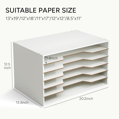 12x18 Wooden Construction Paper Organizer, 6-Tier Desktop File Sorter T909341