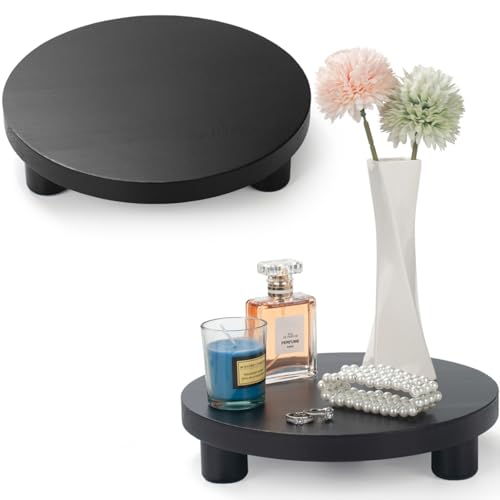 Wood Riser 2 Pack Round Wooden Pedestal Stand for Display G714