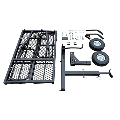 MaxxHaul 50243 Foldable Hitch Cargo Carrier Cart with 10 inch Flat Free Tires Z2903