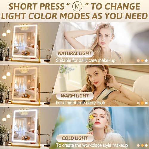 Vanity Mirror with Lights, 12.6"×15" LED Makeup Mirror, Touch Control Dimmable D52089
