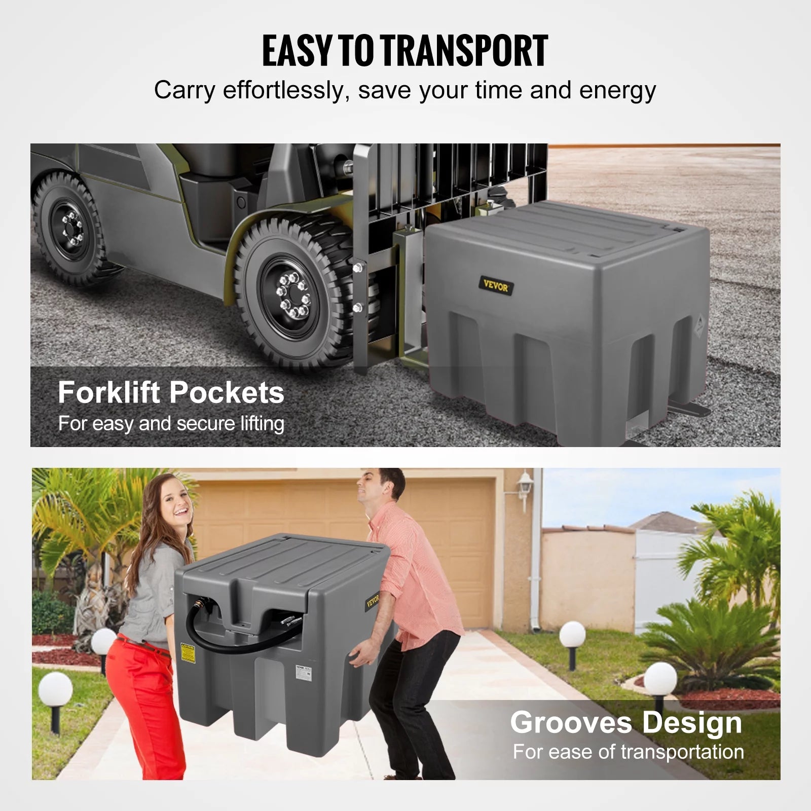 VEVOR Portable Diesel Tank 58 Gallon with 12V Electric Transfer Pump P6489