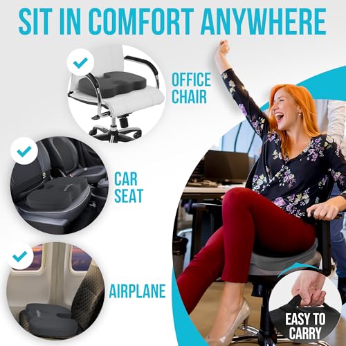 FORTEM Office Chair Cushion and Back Support, Memory Foam Lumbar Pillow, Non Slip, XL V440