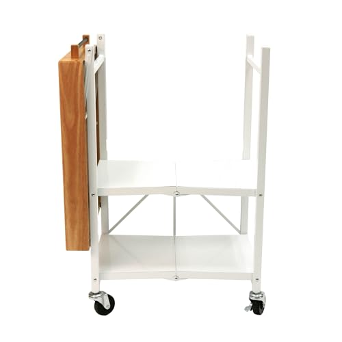 Origami Folding Kitchen Cart on Wheels, 3-Tier Rolling Cart Z2164