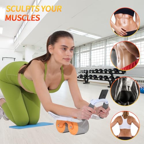 Ab Roller Wheel with Timer & Knee Mat, Automatic Rebound with Elbow Support D421
