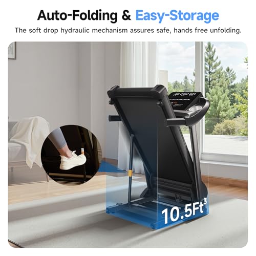 Foldable Treadmill with Incline, Bluetooth, 300 lbs Capacity H234