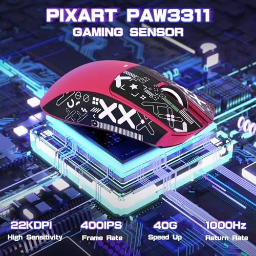 Attack Shark X11SE Wireless Gaming Mouse, Tri-Mode 22K DPI, 59g, Berry Red Y3775