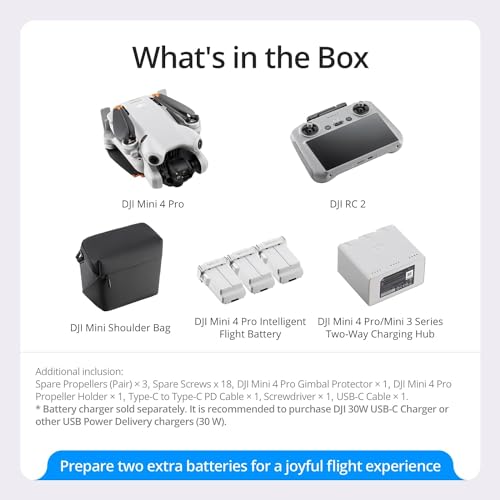 DJI Mini 4 Pro Folding Drone with RC 2 Remote, 4K HDR Camera, Under 249g D213