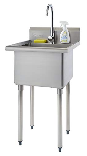 TRINITY THA-0307 Stainless Steel Freestanding Utility Sink with Chrome Faucet Y769640