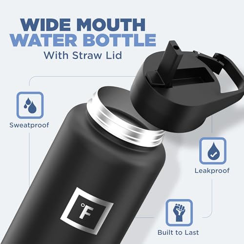 IRON °FLASK Stainless Steel Insulated Water Bottle with 3 Lids, 40 oz U19688
