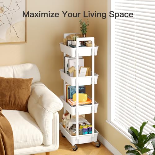 Pipishell 3 Tier Rolling Cart Organizer with Lockable Wheels, White K43271