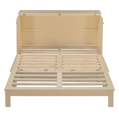 Harper & Bright Designs Queen Murphy Bed Cabinet with USB Charging Station, White D9669