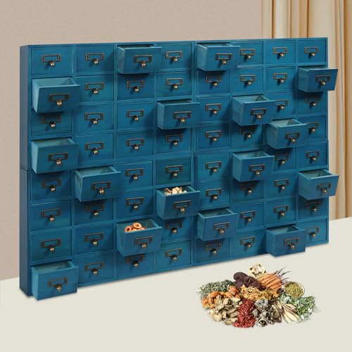 Vintage 16-Drawer Wooden Desktop Organizer with Iron Label Holders N538