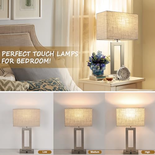 22" Touch Control Table Lamps with USB Ports, Dimmable, Gold & White V1178