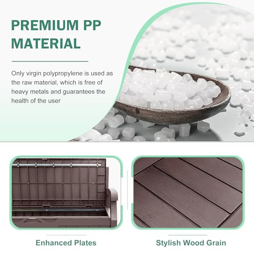 Greesum 80 Gallon Outdoor Storage Bench, Resin Patio Furniture, Dark Black I77551
