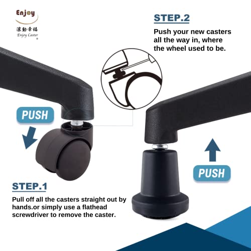 2.5 Inch Office Chair Casters for Herman Miller Aeron Steelcase Leap Chair, Dual Injection Polyurethane Wheels for Hardwood Floors, Universal Stem Size 7/16" U363601