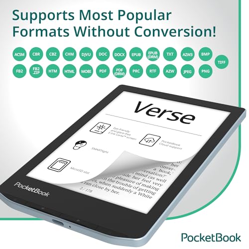 PocketBook Verse E-Reader 6" E-Ink Carta HD Touchscreen, Bright Blue A84484