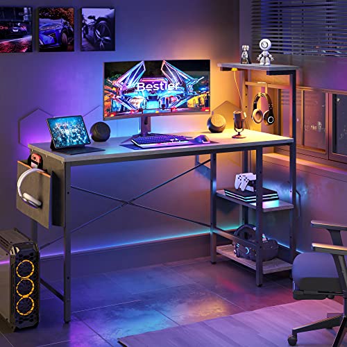 Bestier Gaming Desk with LED Lights, 51.3 Inch Computer Desk Q970
