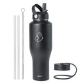 BUZIO 40oz Insulated Tumbler with Handle and Straw Lid, Black M702