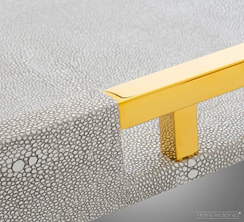 White Marble Faux Leather Decorative Tray with Handles D972626