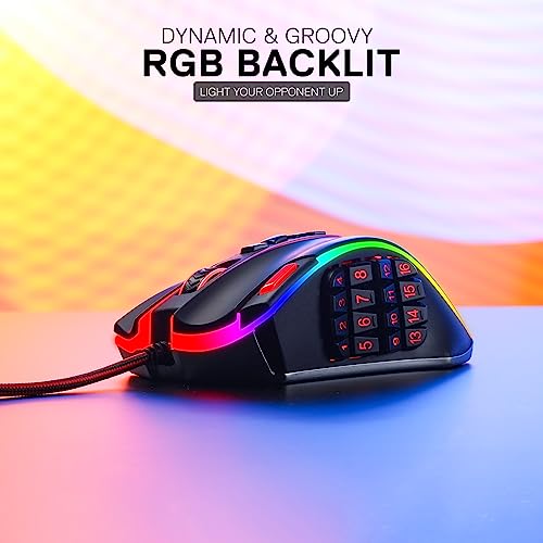 Redragon M908 Impact RGB MMO Gaming Mouse with 12 Side Buttons, 12400 DPI U713989