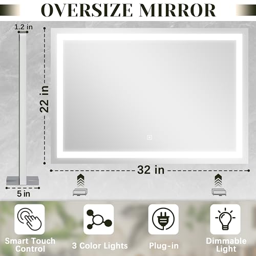Vanity Mirror with Lights, 12.6"×15" LED Makeup Mirror, Touch Control Dimmable D52089