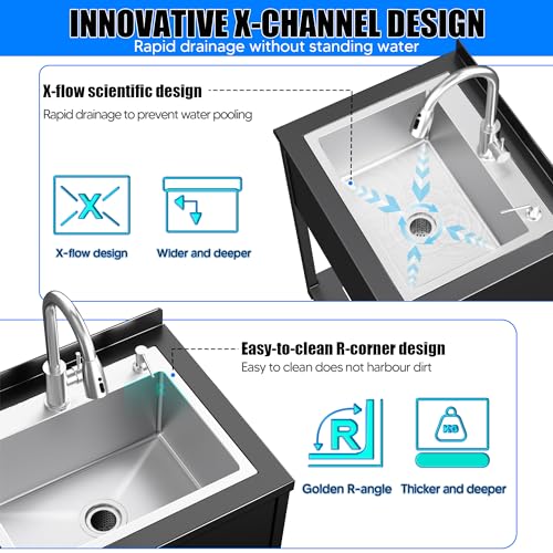 Stainless Steel Utility Sink with Faucet and Drain Kit I168