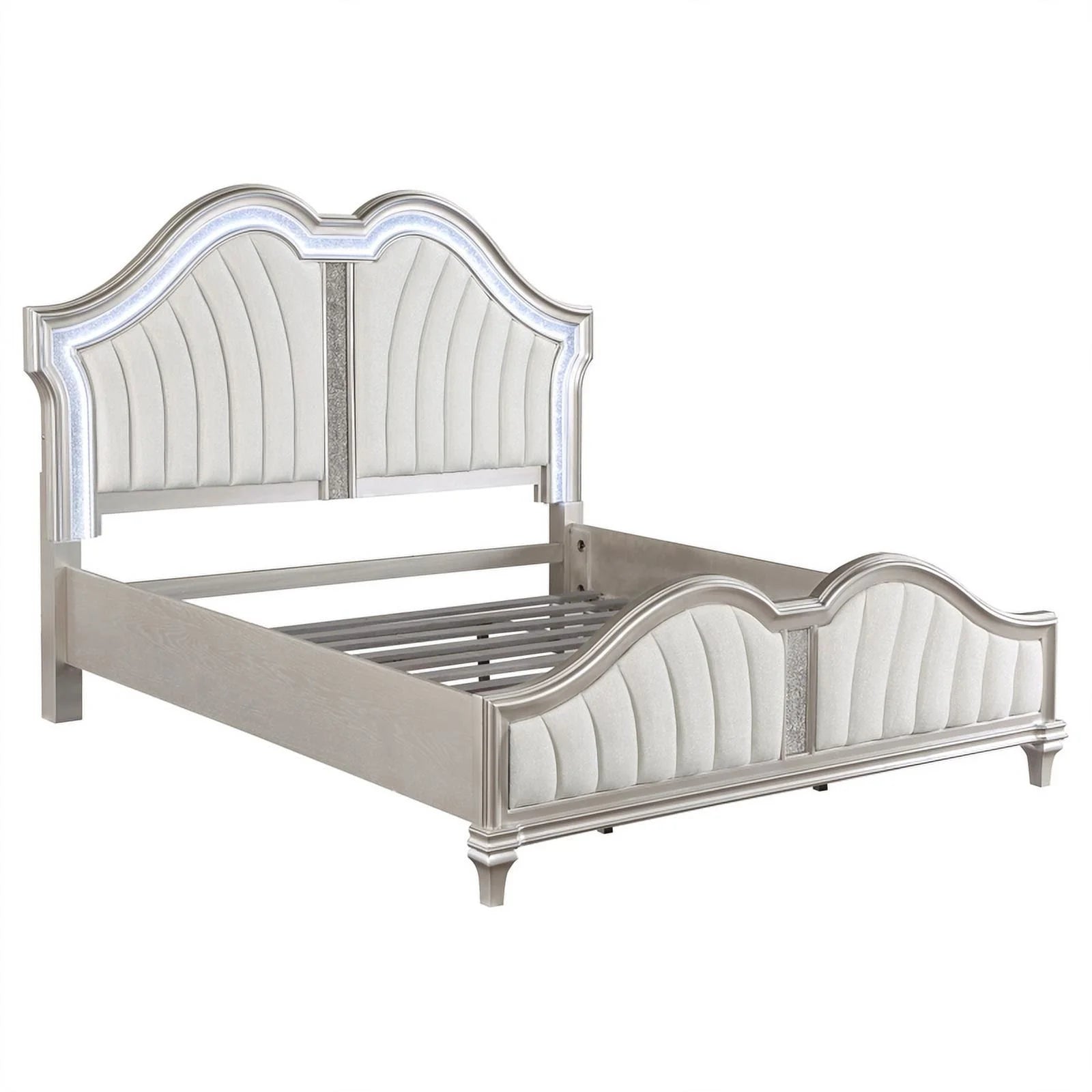 Maklaine 5-piece Wood Eastern King Bedroom Set Ivory Silver Oak Q62597