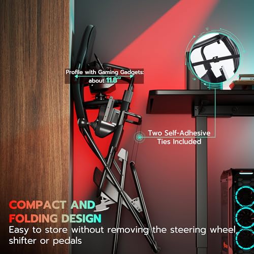 ARES WING Foldable Racing Simulator Cockpit with Seat, Compatible with Fanatec, Thrustmaster, Logitech, Moza P1582