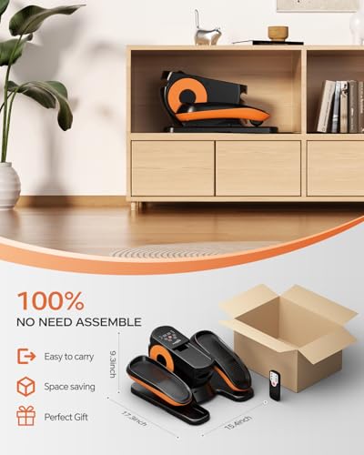 Under Desk Elliptical Machine, Portable Seated Pedal Exerciser with Remote Control O760573