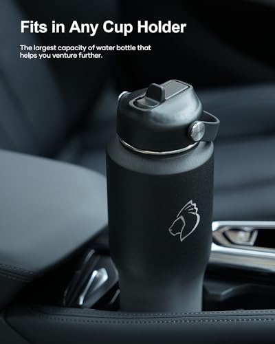 BUZIO 40oz Insulated Tumbler with Handle and Straw Lid, Black M702