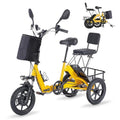 Electric Tricycle for Adults Foldable, 350W(Peak 500W) Folding Electric Trike, 3 Wheel Bikes for Adults with 480Wh Removable Battery, Trike Ebike with 2 Seats and Large Basket for Seniors Women