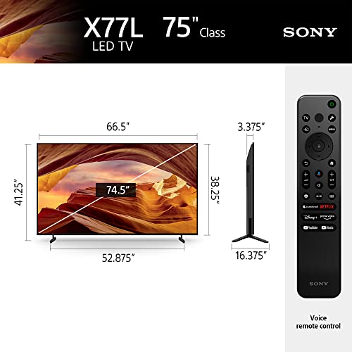 Sony 75 Inch 4K Ultra HD LED Smart Google TV X77L Series V7831