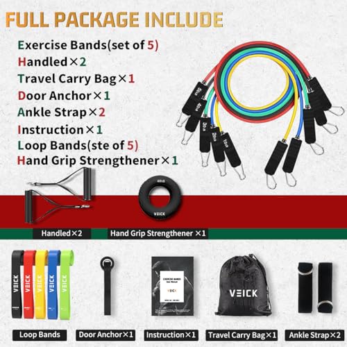 VEICK Resistance Bands with Handles for Home Workout O75059
